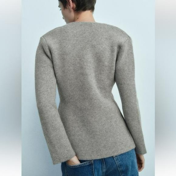 ZARA WOOL BLEND PEPLUM KNIT BLAZER - Picture 5 of 7